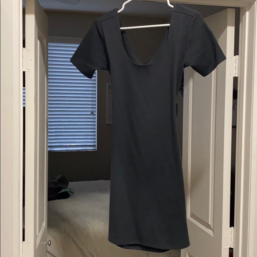 Fitted, short black dress